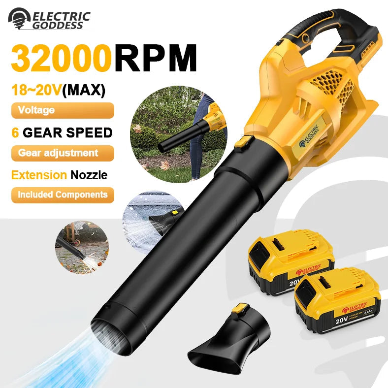 Electric Goddess EG-32000R — Cordless 6-Gear Air Blower Beast | 20V Compatible Superpower for Snow, Leaves, Dust & Chaos