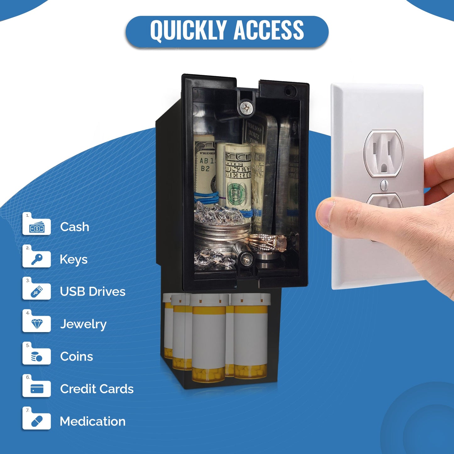 Wall Outlet Diversion Safe - Hidden Home Safe for Discreet Security Wall Safe