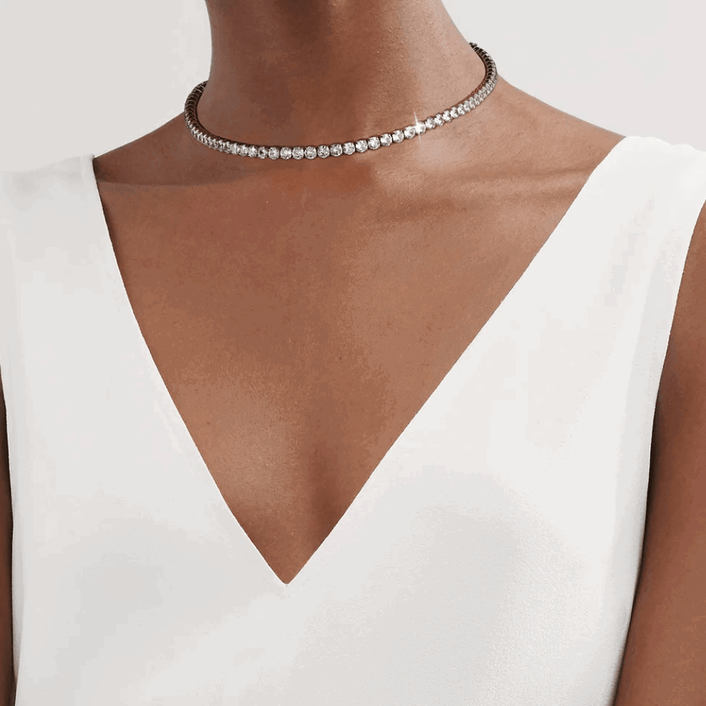 Elegant Cubic Zirconia Choker Tennis Necklace
