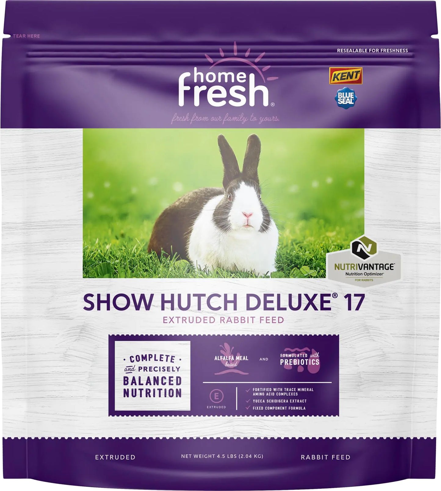 Blue Seal Fresh Show Hutch Deluxe 17 Rabbit Food - Resealable Packaging to Hold in Freshness Promotes a Healthy Digestive System and Proper Intake - 4.5 LB Bag