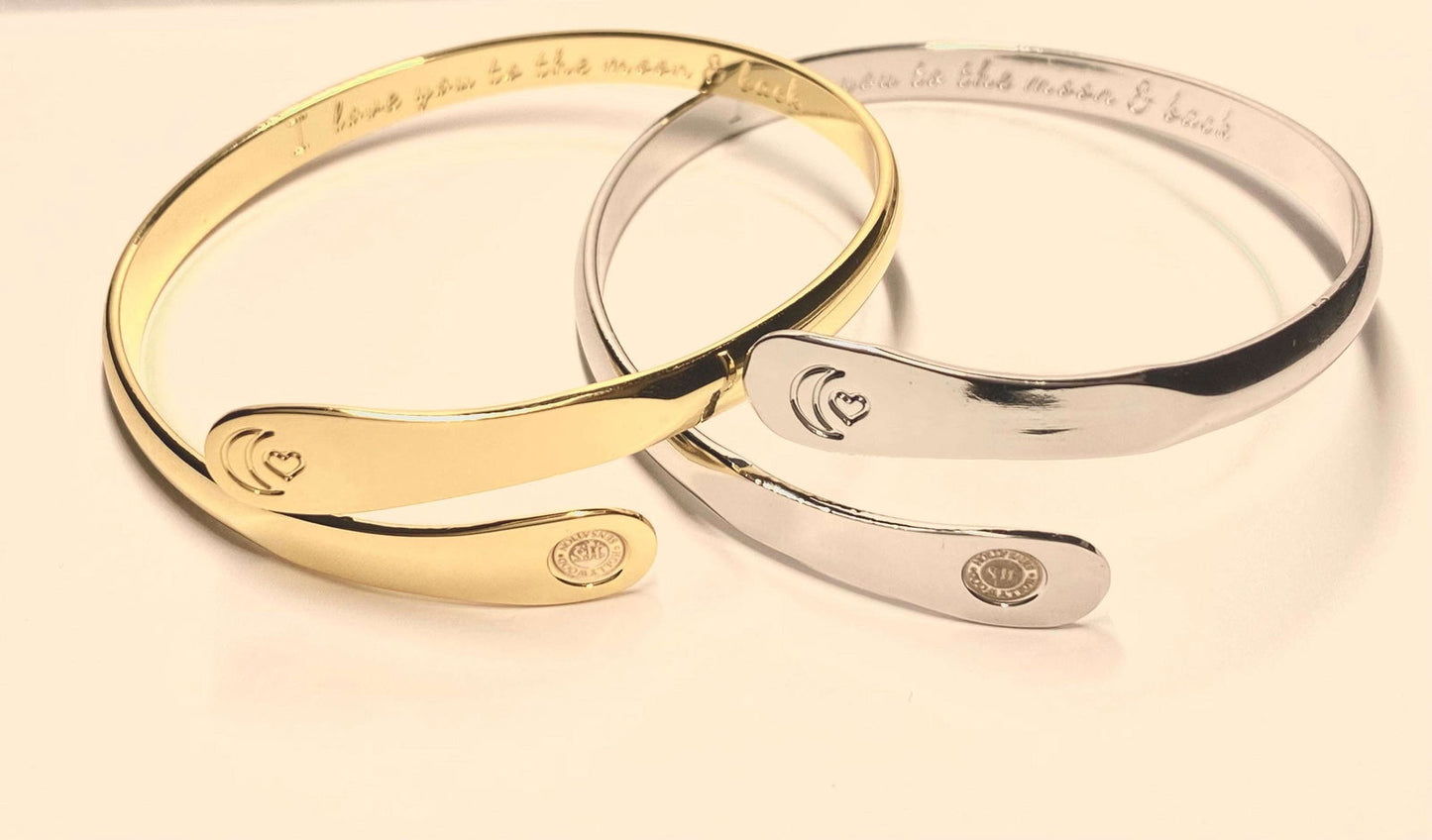 Engraved I love you to the moon and back Bracelet,  Moon and Heart Bracelets