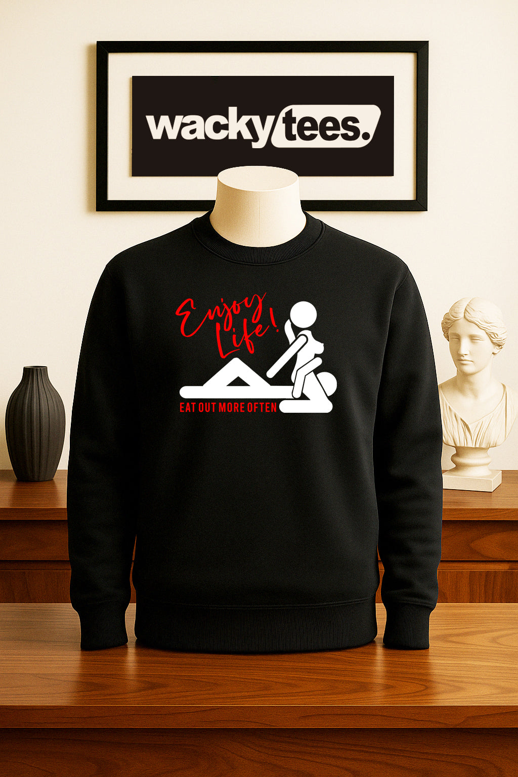 Enjoy Life Eat Out More Often Adult Humor Funny Graphic Tee Shirt