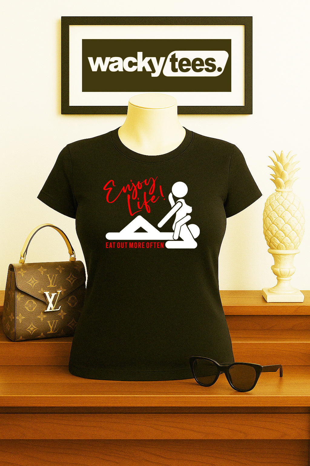 Enjoy Life Eat Out More Often Adult Humor Funny Graphic Tee Shirt