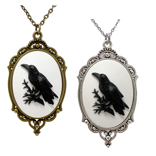 Black Raven necklace silver or bronze