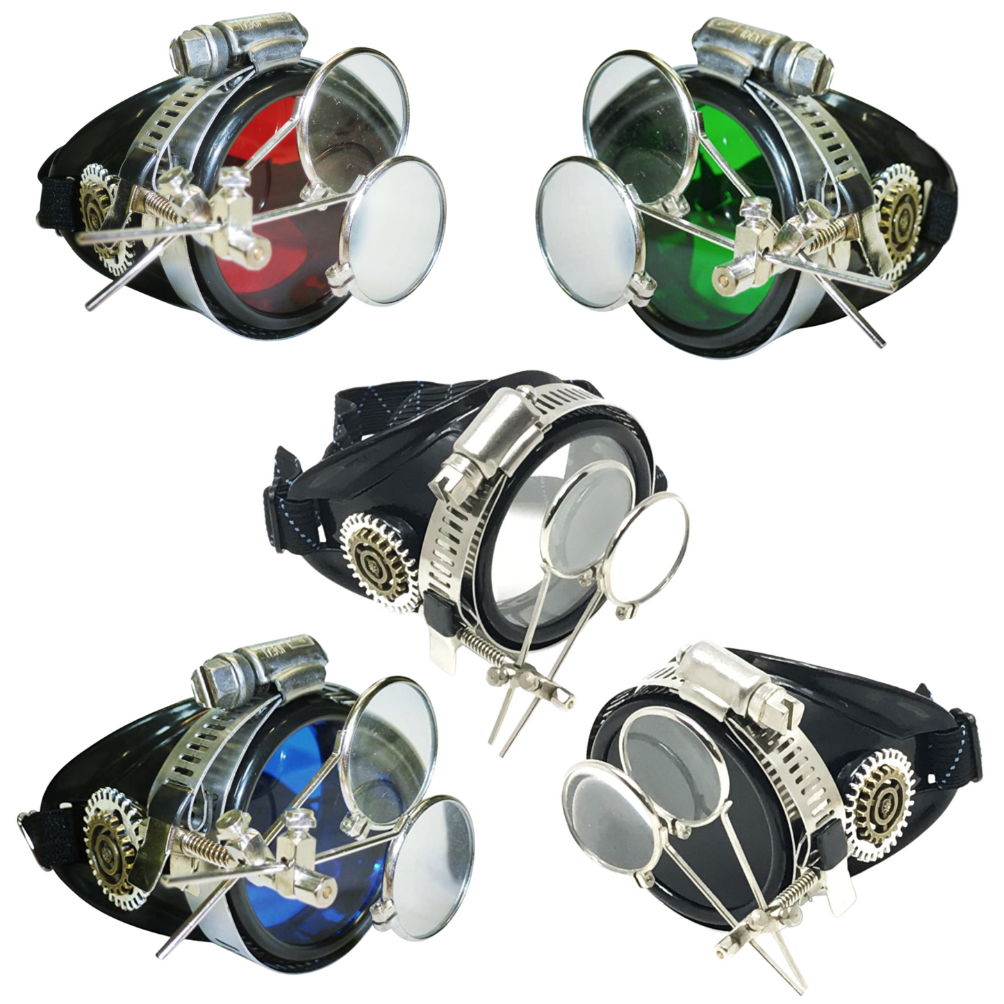 Airship captain pirate eyepatch monocle Rave goggle with magnifying eye loupes