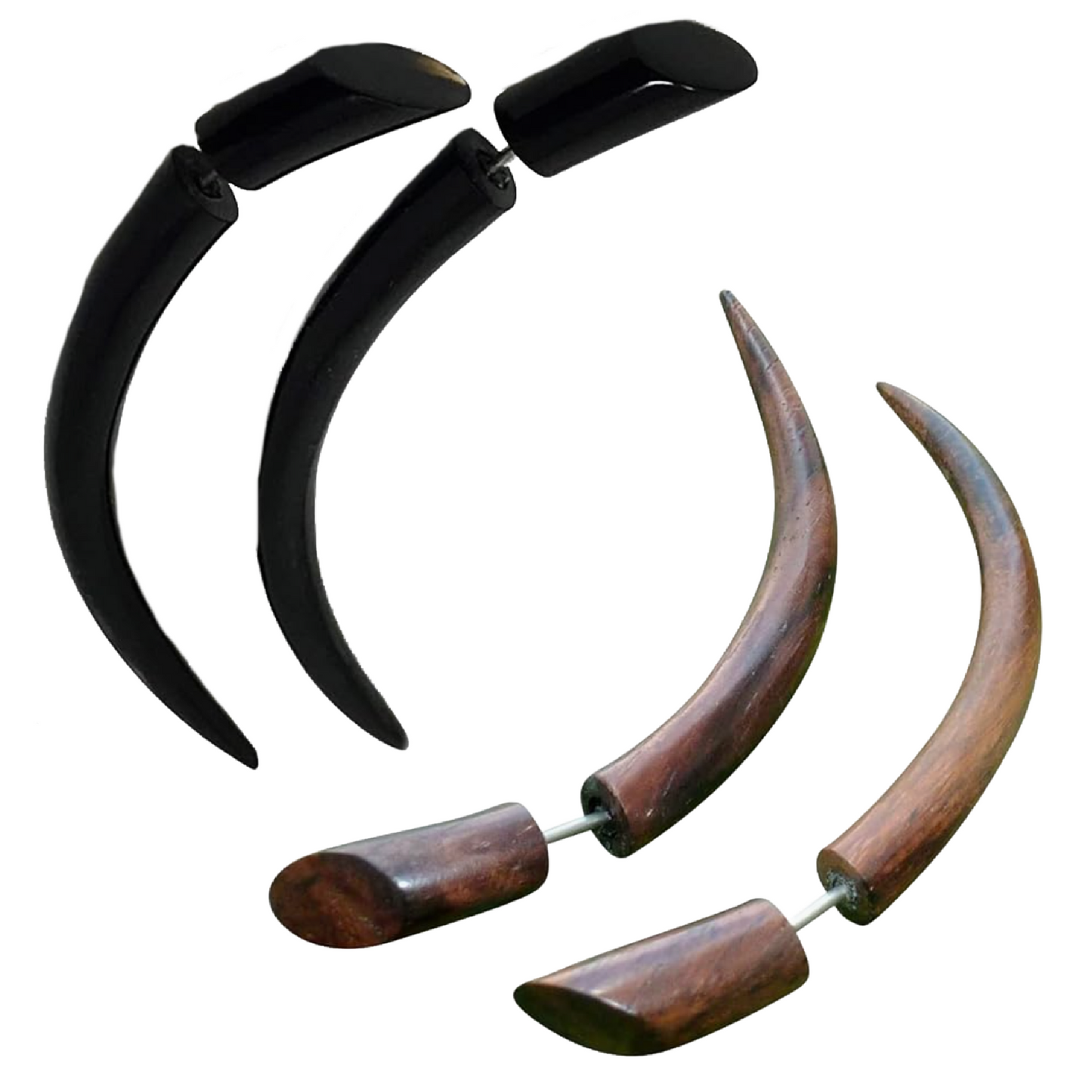 Fake illusion taper vampy gothic earrings black or brown