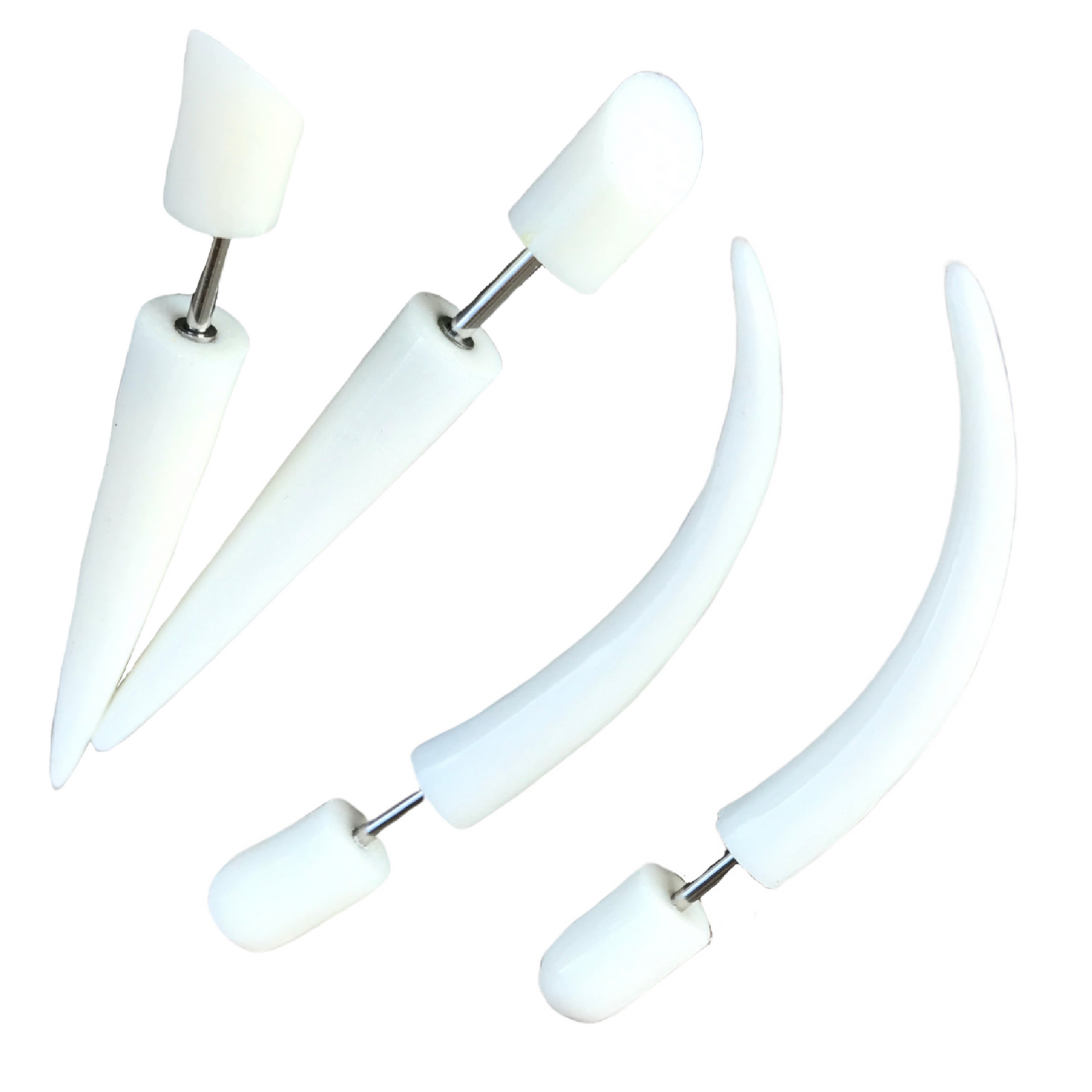Fake taper white gothic earrings