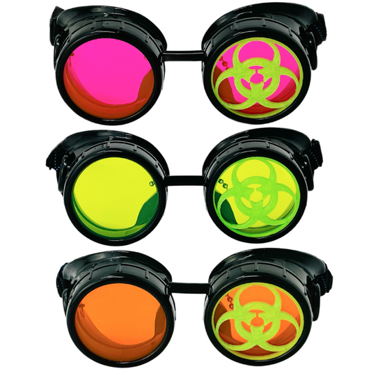Steampunk Mad Scientist goggles biohazard cosplay glasses neon lenses