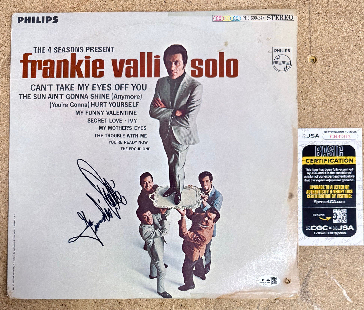 Frankie Valli Signed Of The (4) Four Seasons Solo 1967 Vinyl With JSA COA
