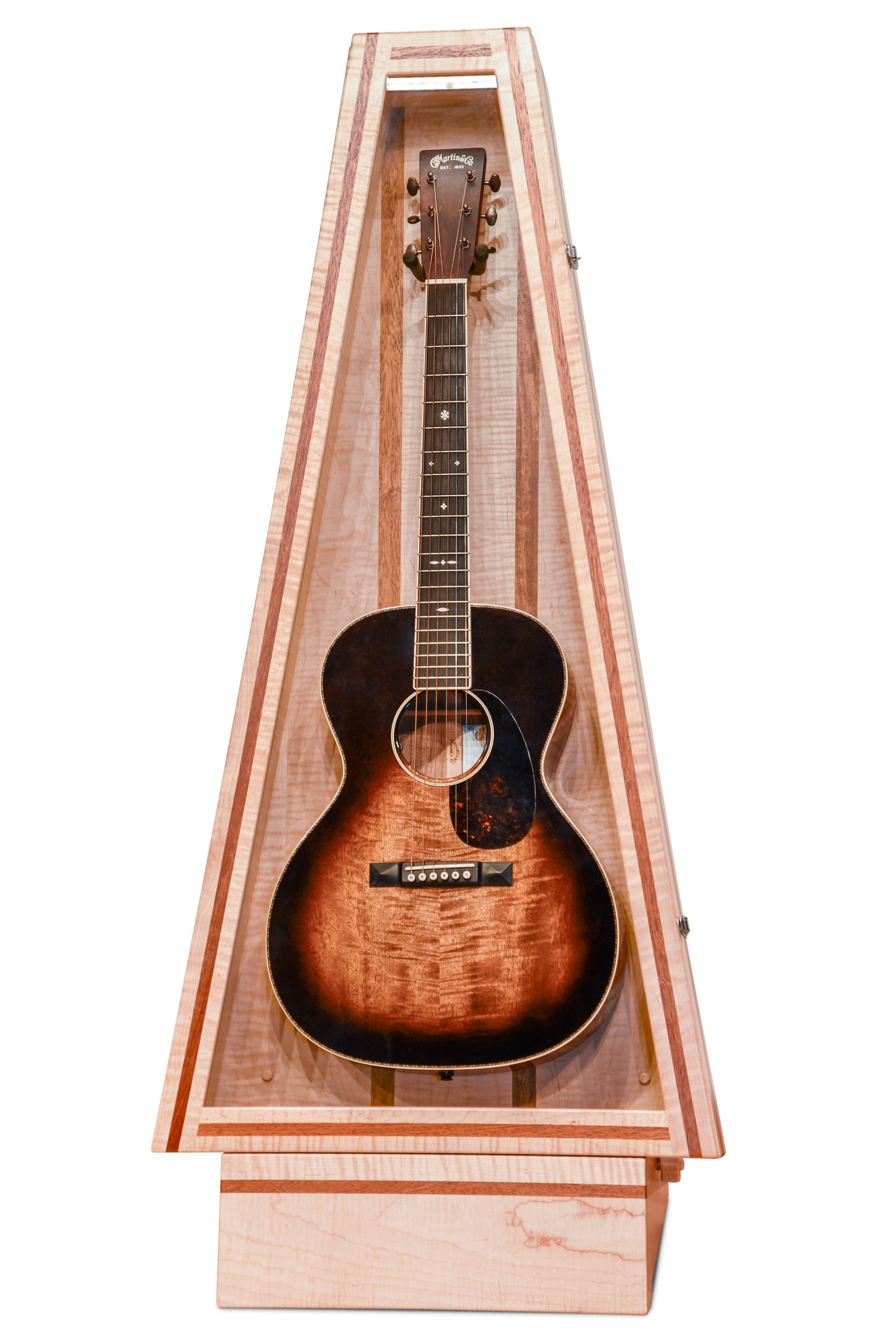 ClimaStand Triangle Humidor with Base - Flamed Maple with Mahogany