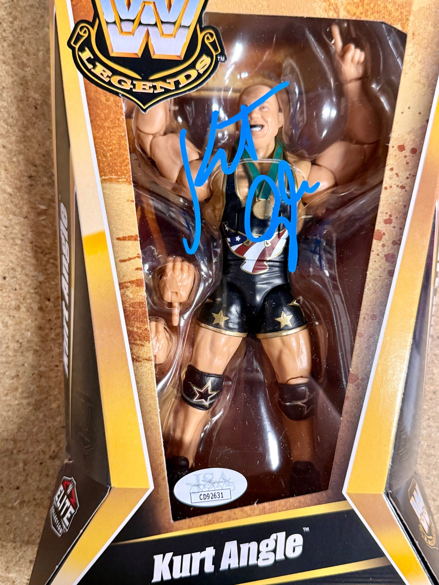 Kurt Angle Signed Mattel WWE Legends Elite Figure Series 26 With JSA COA