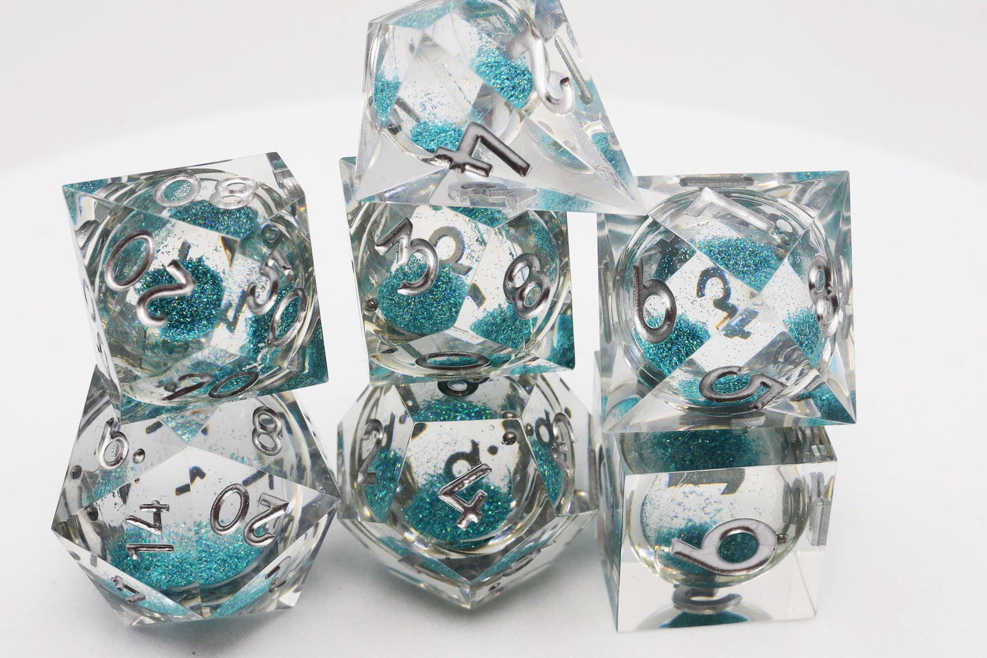 Sharp-Edged Liquid Core RPG Dice Set