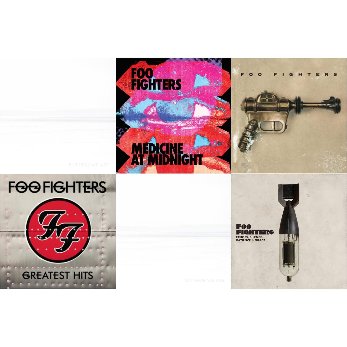 Medicine At Midnight (140G) & But Here We Are (White LP Vinyl) & But Here We Are & Echoes Silence Patience & Grace & Greatest Hits (2LP/Dl Card/Gatefold) & Foo Fighters (Dl Card)