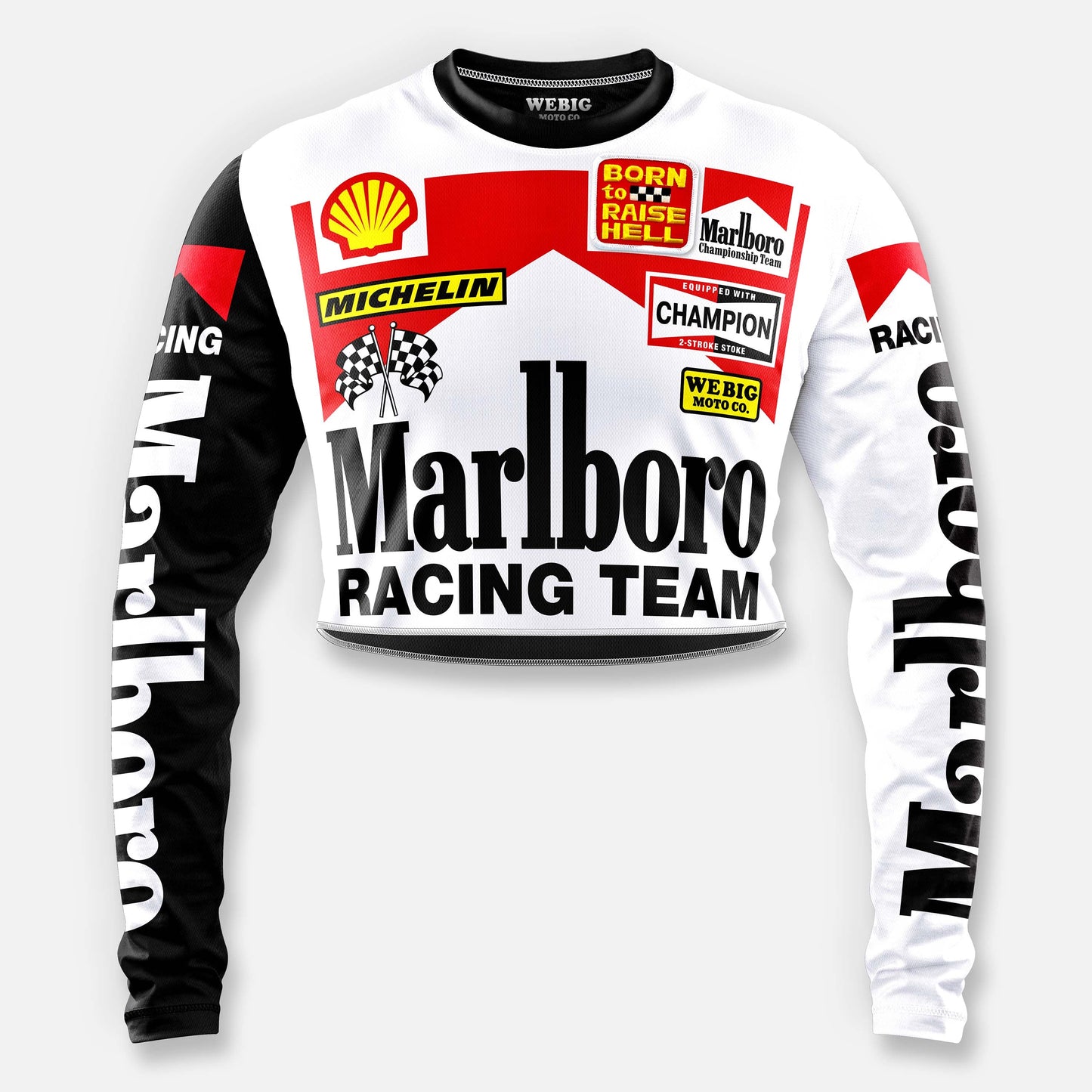 WOMENS CROP FORMULA 1 RACING JERSEY WHITE