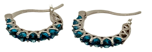 Fashion Hoop Earrings with Blue Topaz – Elegant Zirconia Accessories
