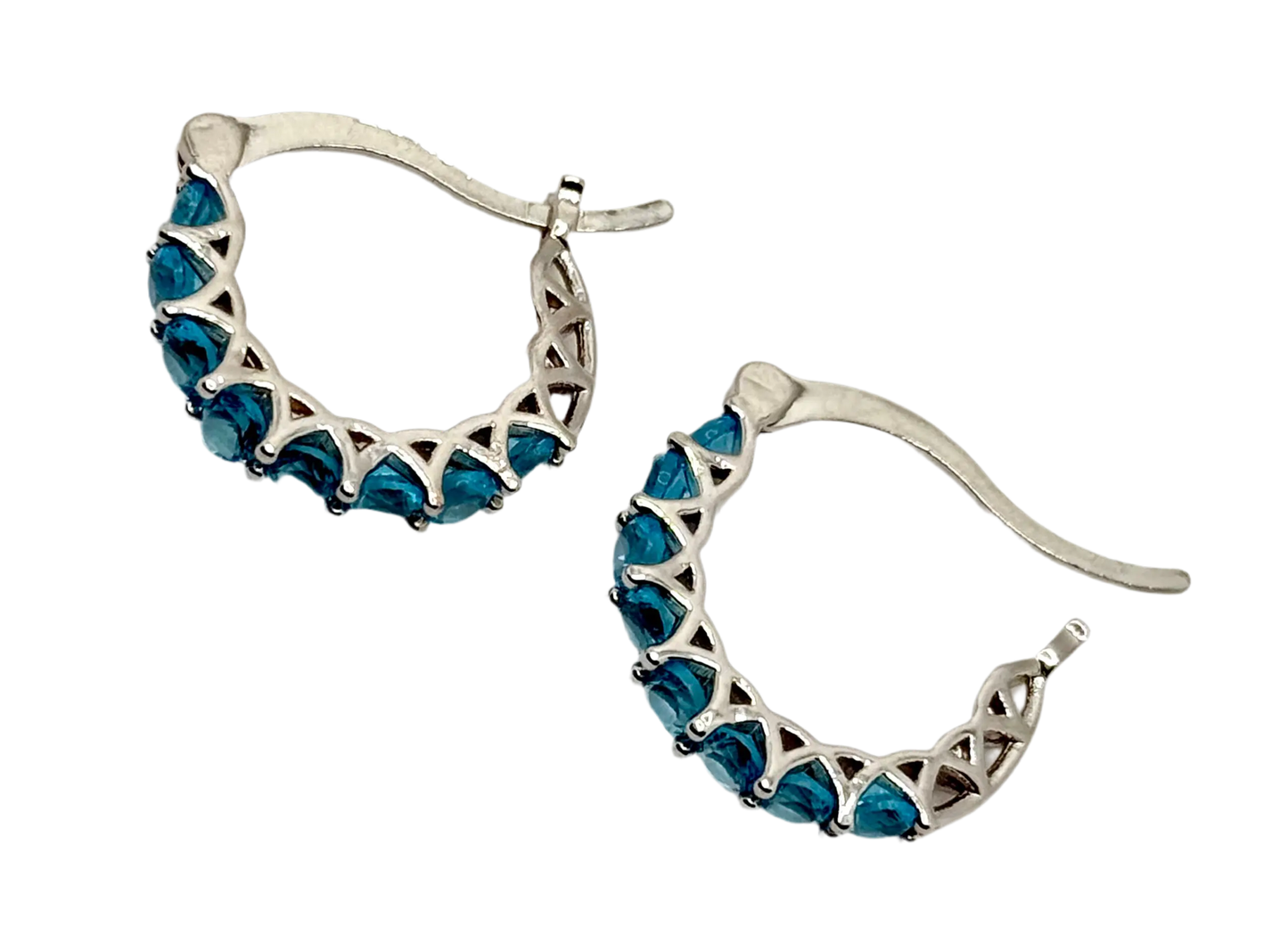 Fashion Hoop Earrings with Blue Topaz – Elegant Zirconia Accessories