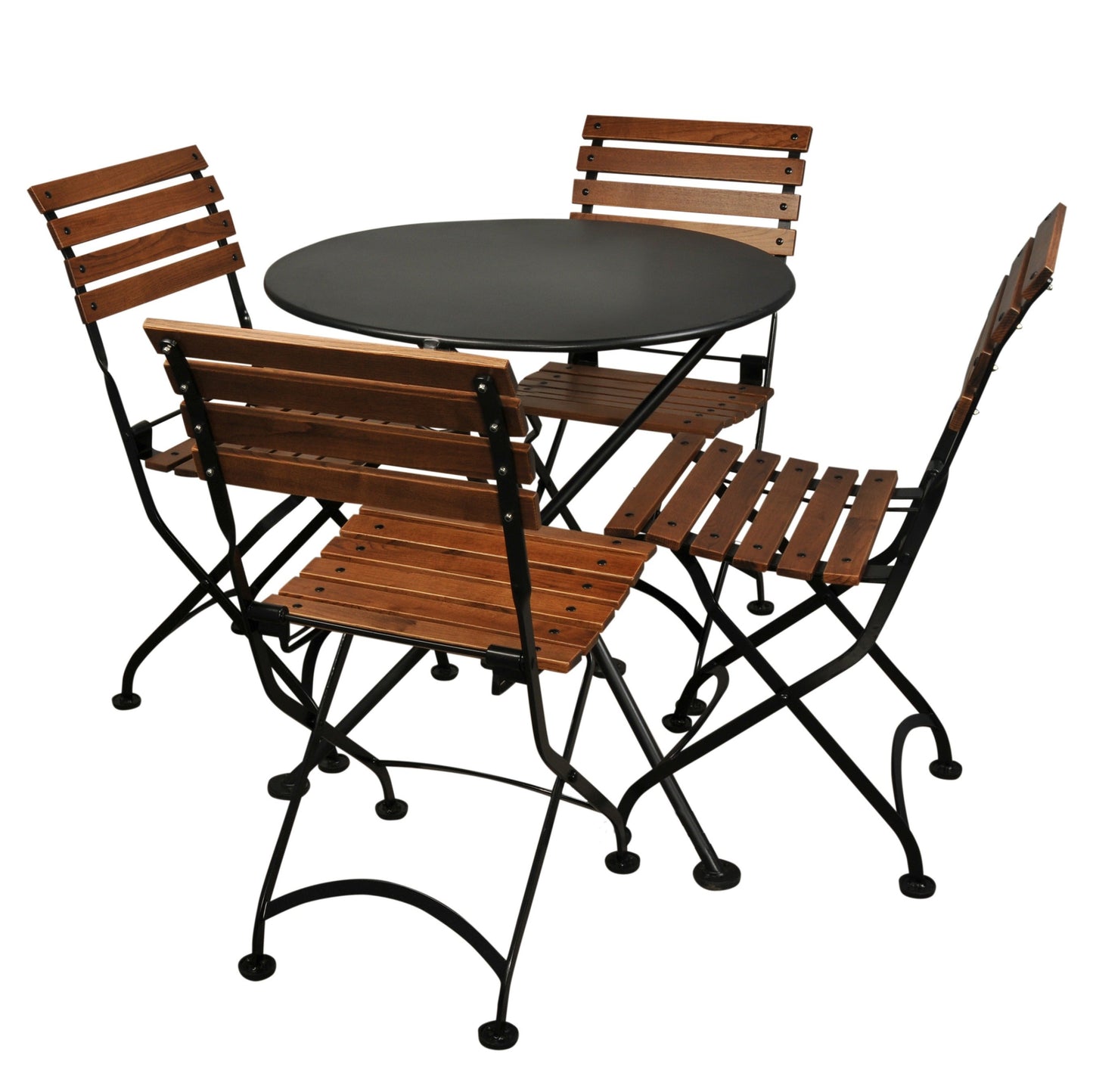 Five Piece Dining Set with 28" Round Powder Coated Steel Top with Four 5504 Side Chairs