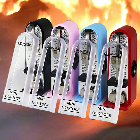 Five Mini Tick-Tock devices in different colors on a white background