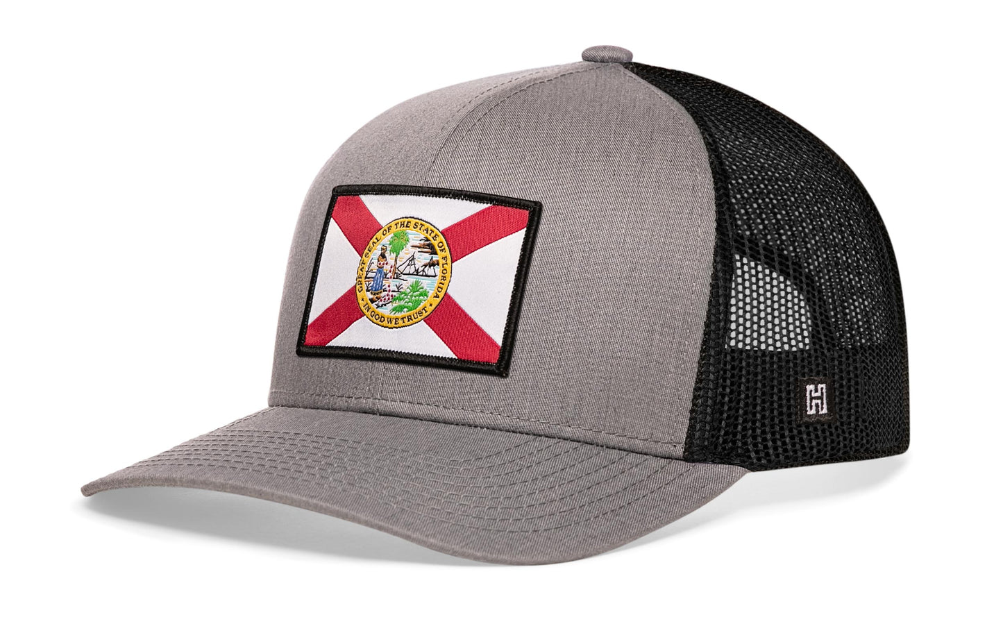Florida Flag Trucker Hat  |  Gray-White FL Snapback