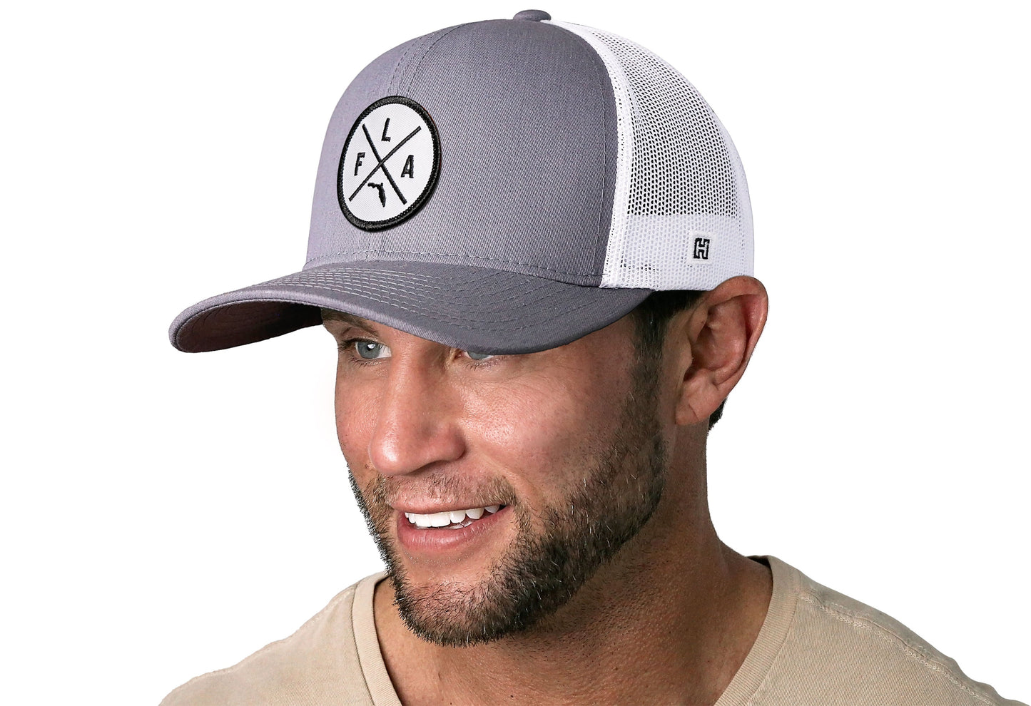 Florida Trucker Hat  |  Gray-White FLA X Snapback