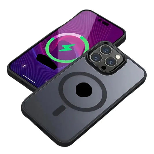 For Magnetic Luxury Matte Case Shockproof Translucent Armor Case For iPhone 15 14 Pro Max Plus Black