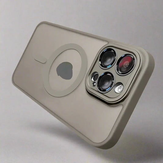 Magnetic Charging Case For Matte Armor Magnetic Wireless Charging Case For iPhone Shockproof Lens Protection Grey Matte