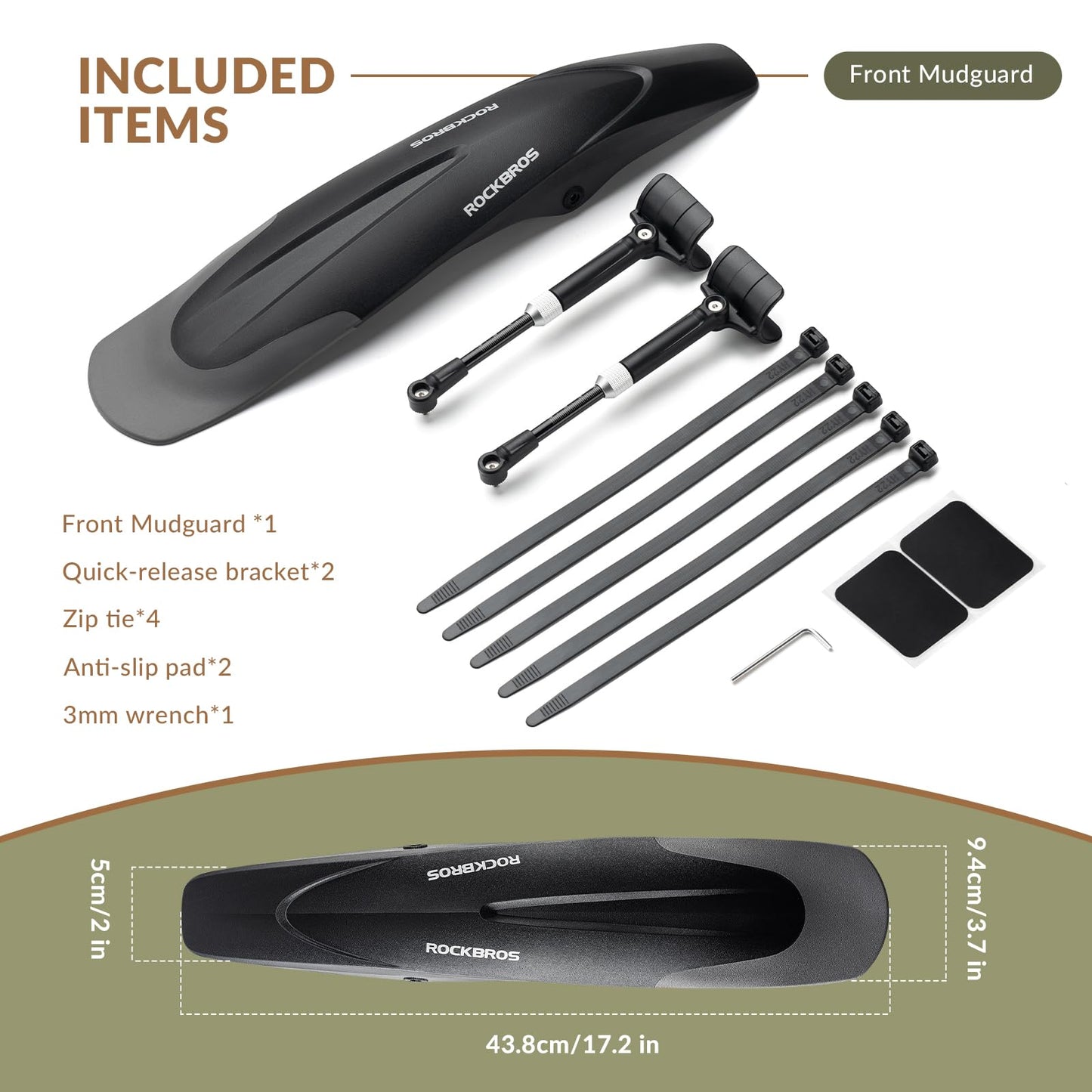 ROCKBROS Adjustable Bike Fender for 26"/27.5"/29" MTB Mud Guards