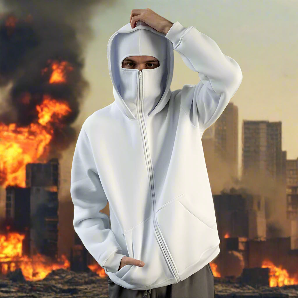 Full Zipper Retro Ninja Mask Jacket Coats Y2k Hip Hop Rock Men Oversized Punk Hoodie Winter Warm Long Sleeve Sweatshirt American - Premium  from Lizard Vigilante - Just $65.99! Shop now at Lizard Vigilante
