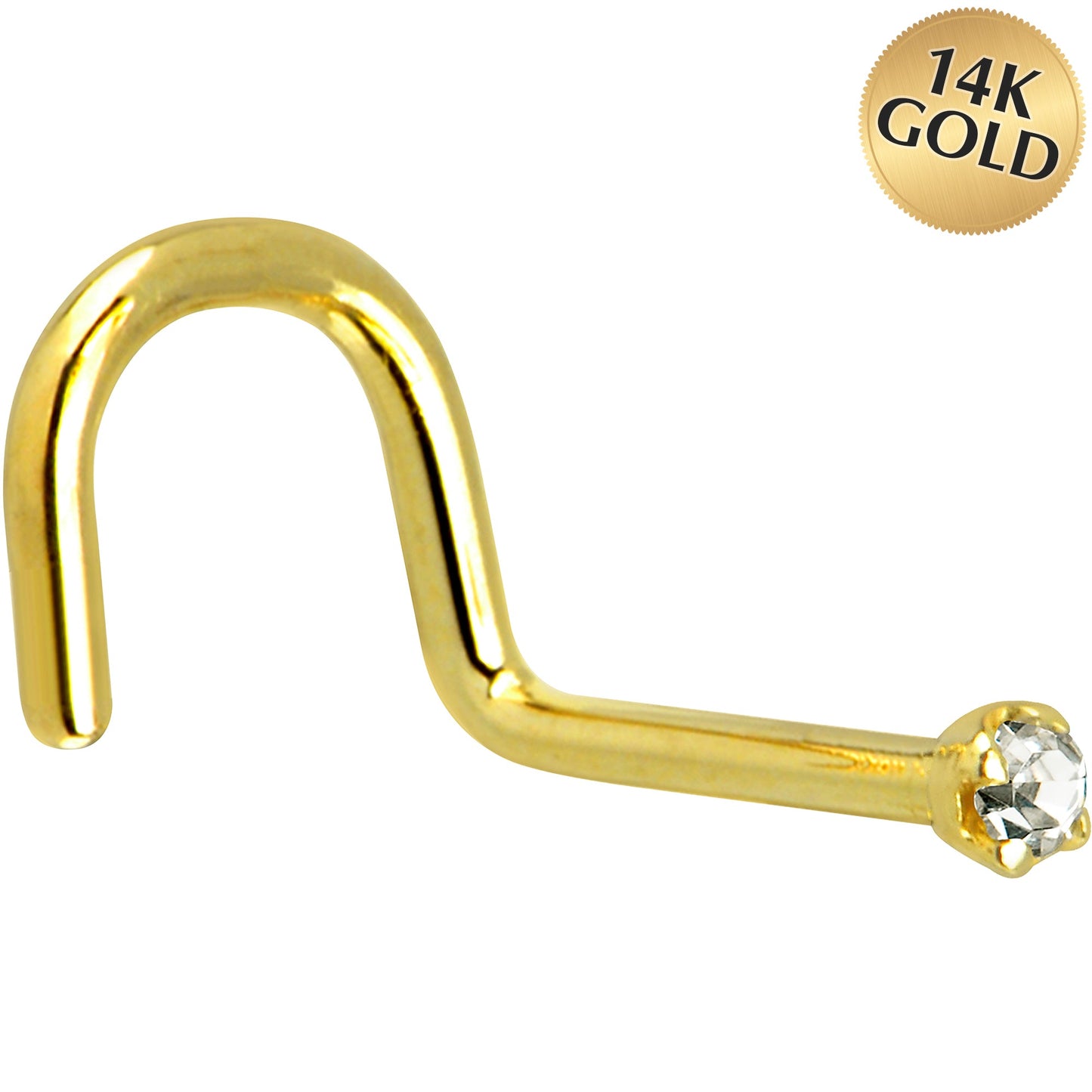 Solid 14K Yellow Gold 1.5mm Genuine Diamond Nose Ring