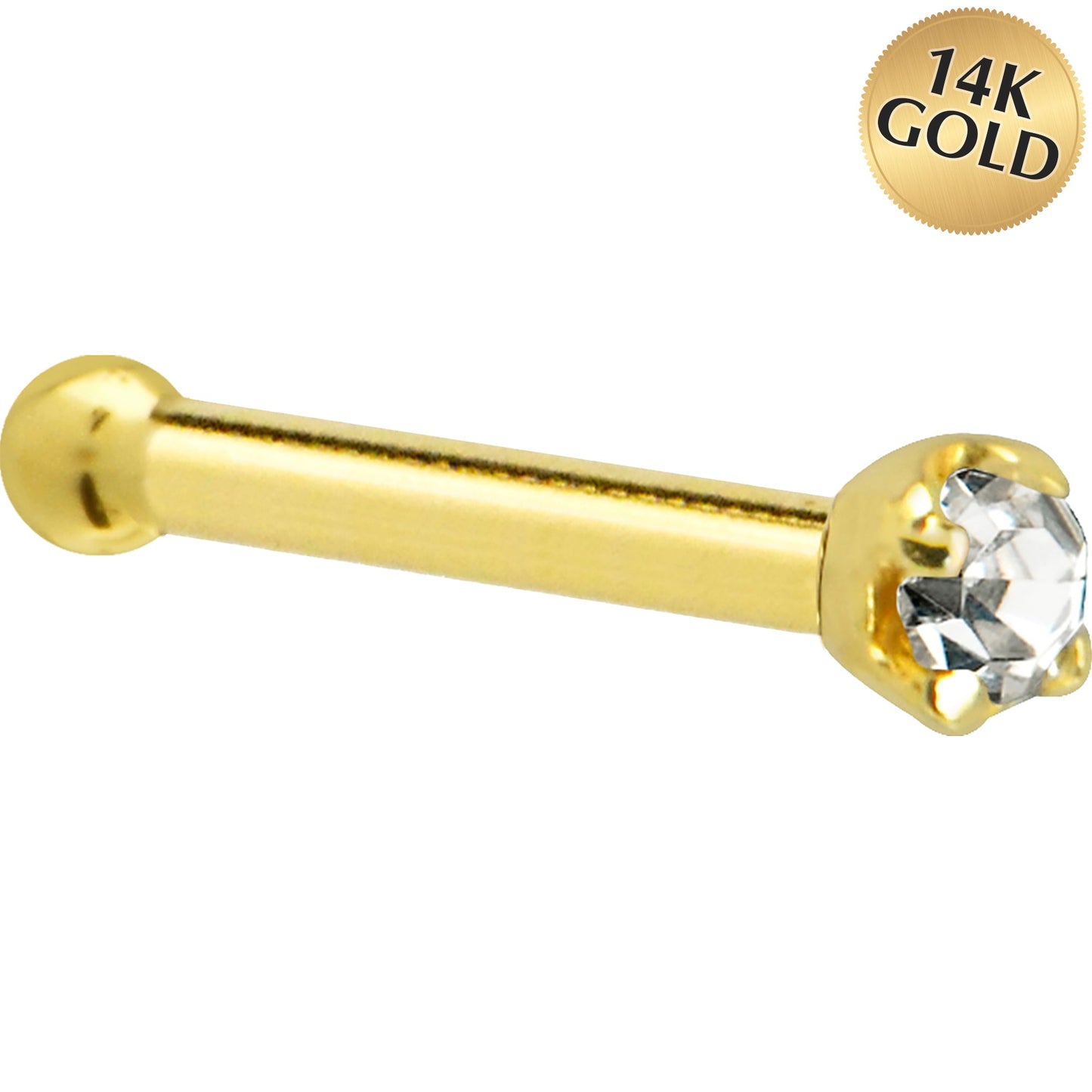 Solid 14K Yellow Gold 1.5mm Genuine Diamond Nose Ring