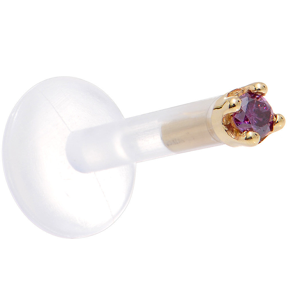 Solid 14K Yellow Gold 1.5mm Genuine Purple Diamond Bioplast Push in Monroe