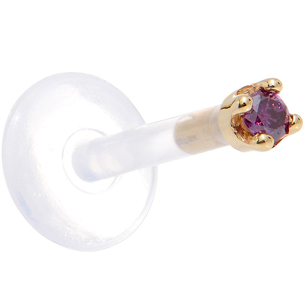 Solid 14K Yellow Gold 1.5mm Genuine Purple Diamond Bioplast Push in Monroe
