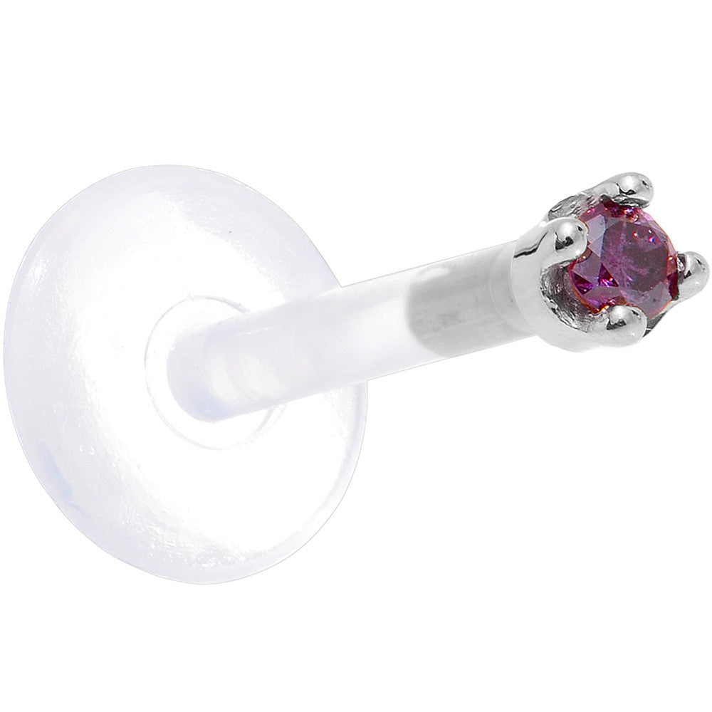 Solid 14K White Gold 1.5mm Genuine Purple Diamond Bioplast Push in Monroe