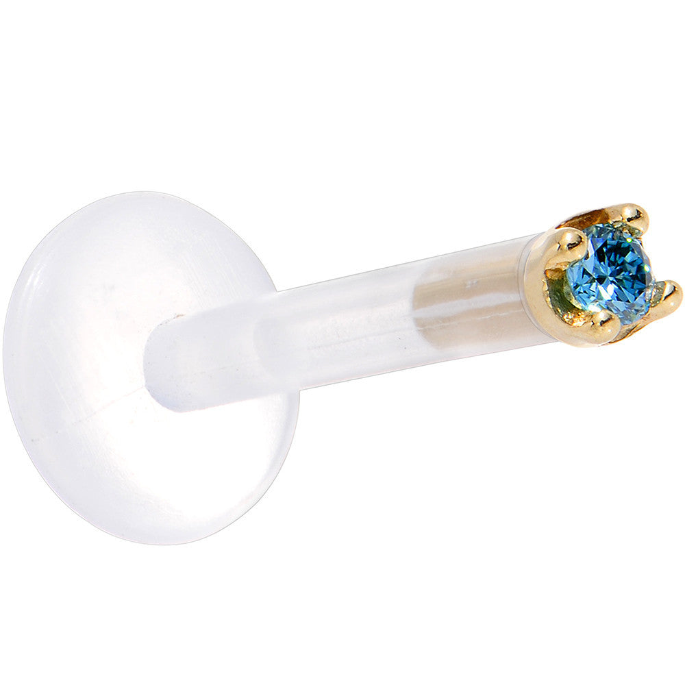 Solid 14K Yellow Gold 1.5mm Genuine Blue Diamond Bioplast Push in Monroe