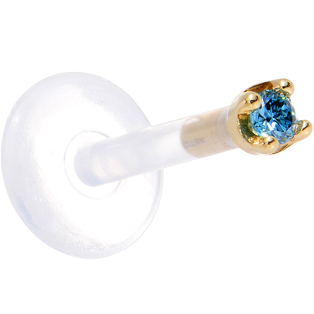 Solid 14K Yellow Gold 1.5mm Genuine Blue Diamond Bioplast Push in Monroe