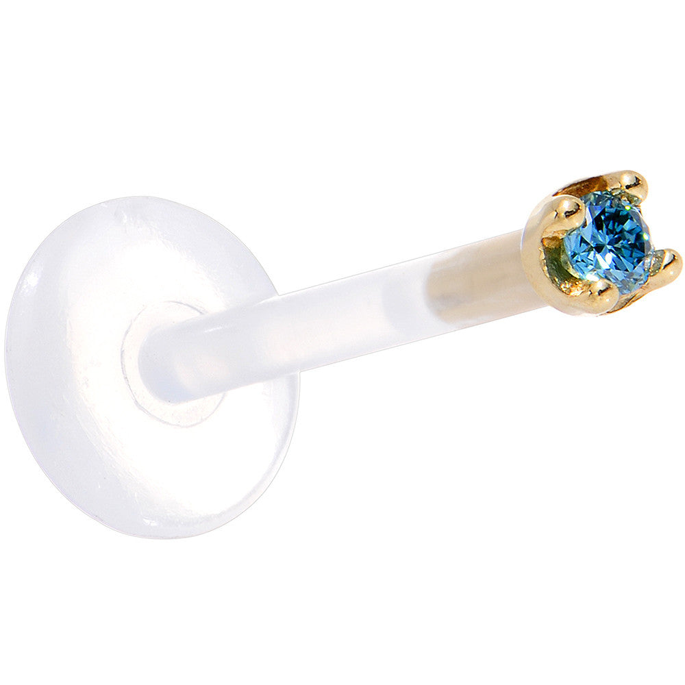 Solid 14K Yellow Gold 1.5mm Genuine Blue Diamond Bioplast Push in Monroe