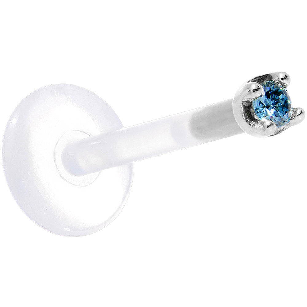 Solid 14K White Gold 1.5mm Genuine Blue Diamond Bioplast Push in Monroe