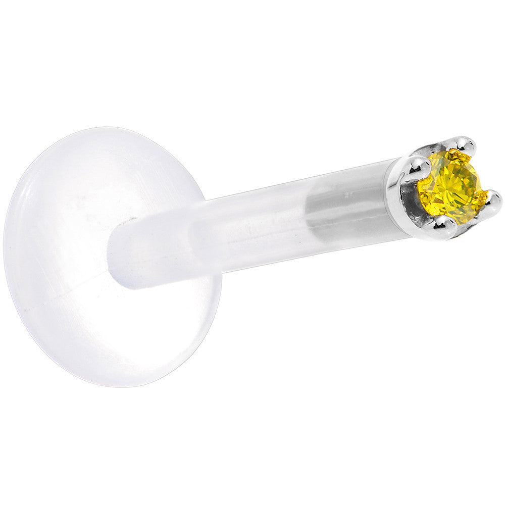 Solid 14K White Gold 1.5mm Genuine Yellow Diamond Bioplast Push in Monroe