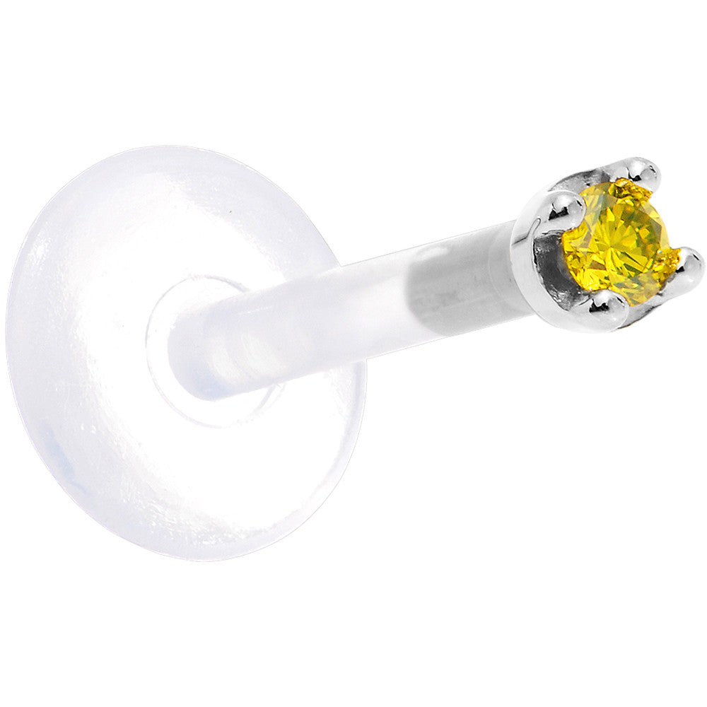Solid 14K White Gold 1.5mm Genuine Yellow Diamond Bioplast Push in Monroe