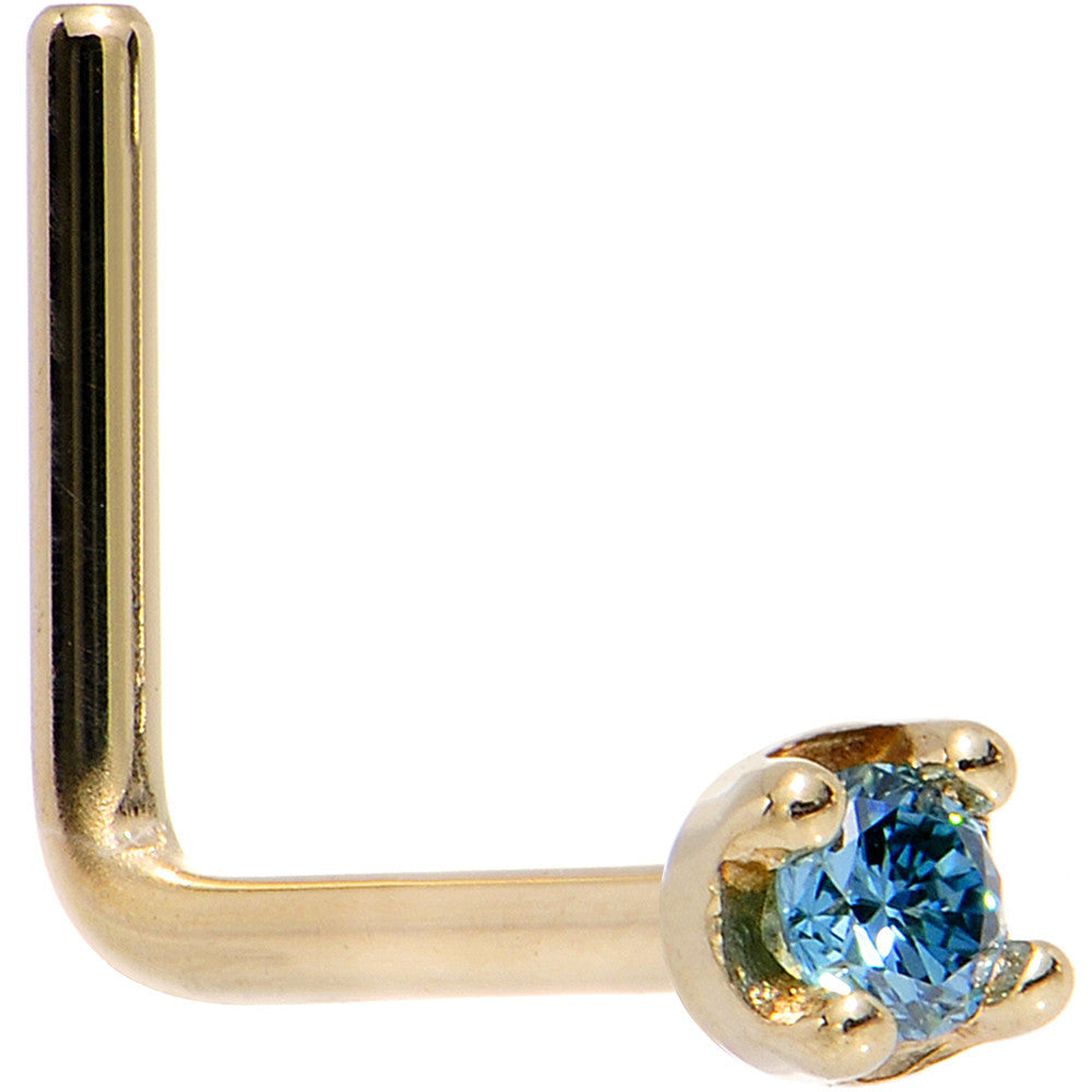 Solid 14K Yellow Gold 1.5mm Genuine Blue Diamond Nose Ring