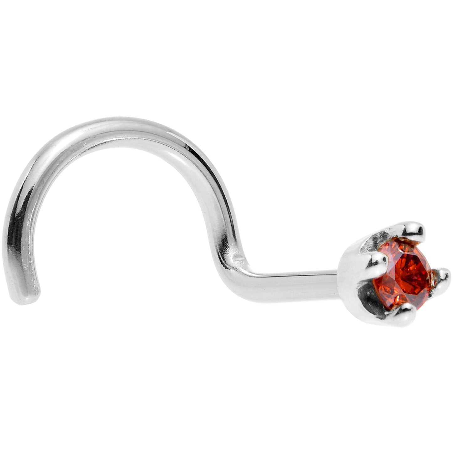 Solid 14K White Gold 1.5mm Genuine Red Diamond Nose Ring