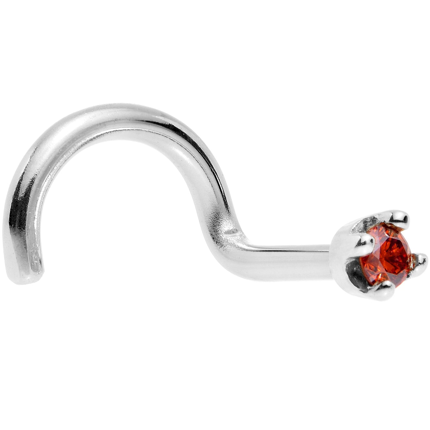 Solid 14K White Gold 1.5mm Genuine Red Diamond Nose Ring