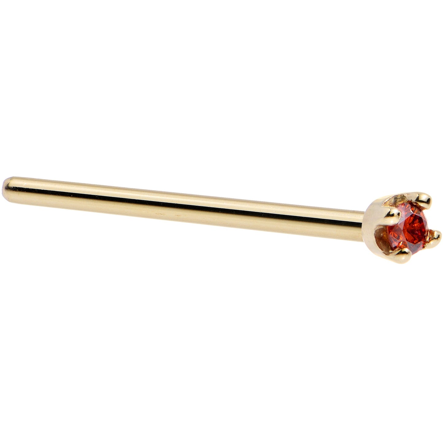 Solid 14K Yellow Gold 1.5mm Genuine Red Diamond Nose Ring