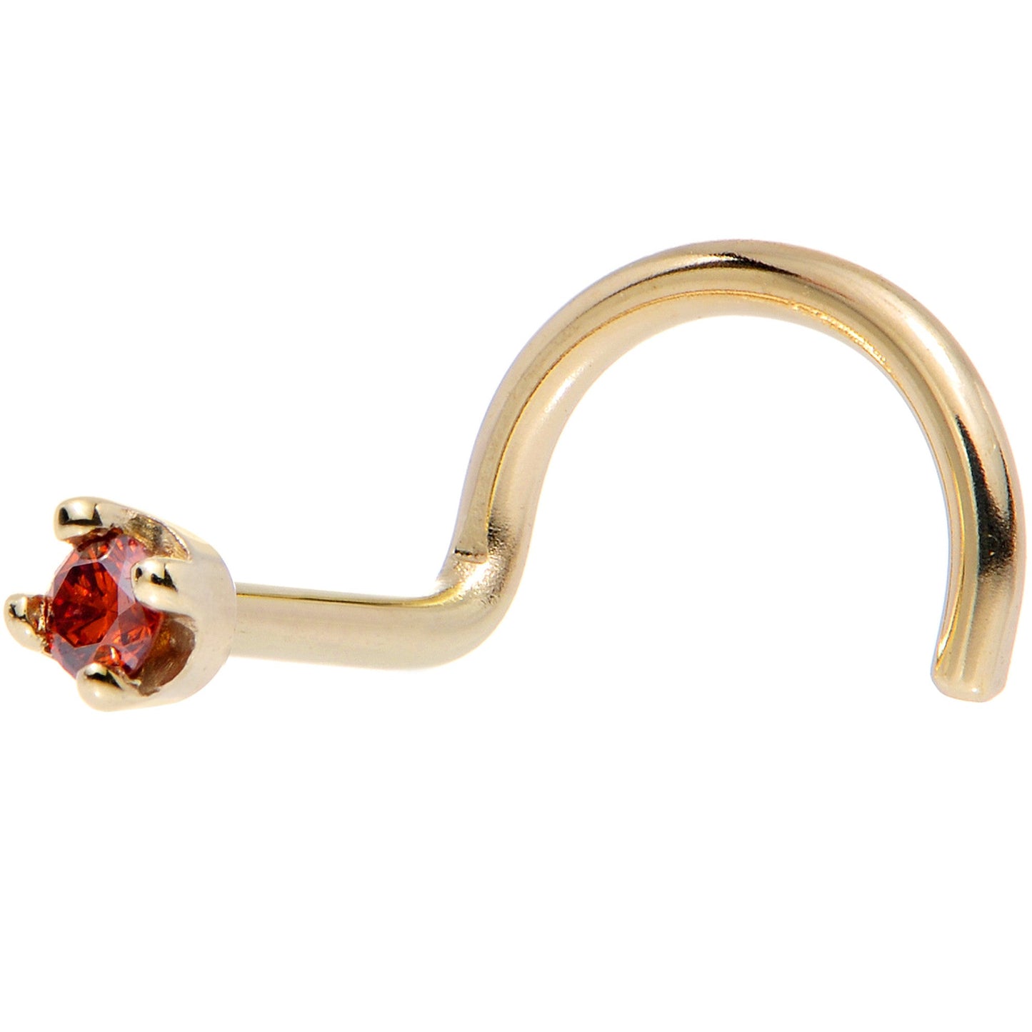 Solid 14K Yellow Gold 1.5mm Genuine Red Diamond Nose Ring