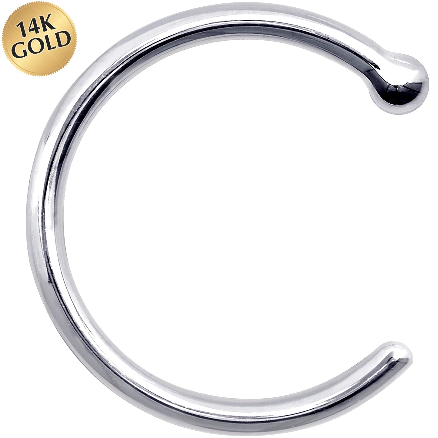 18G 3/8 Solid 14K White Gold Nose Hoop