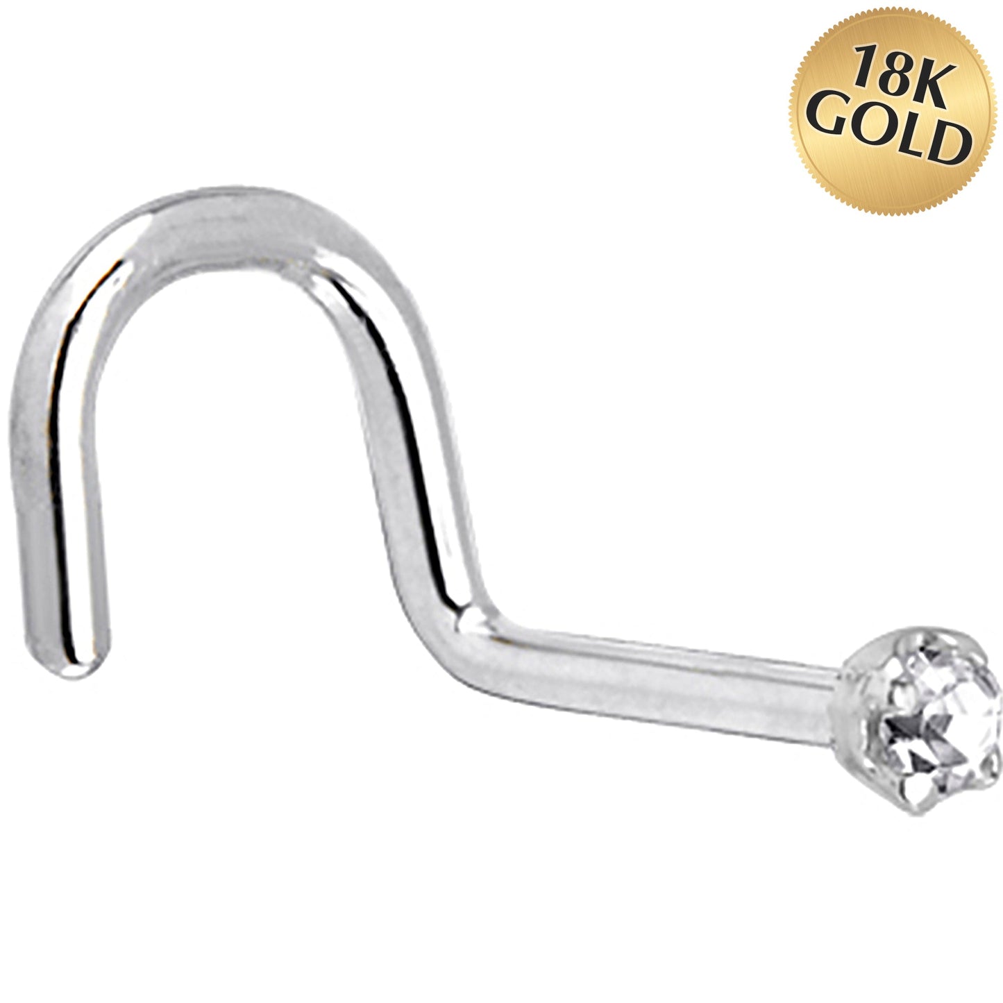 Solid 18K White Gold 1.5mm Genuine Diamond Nose Ring