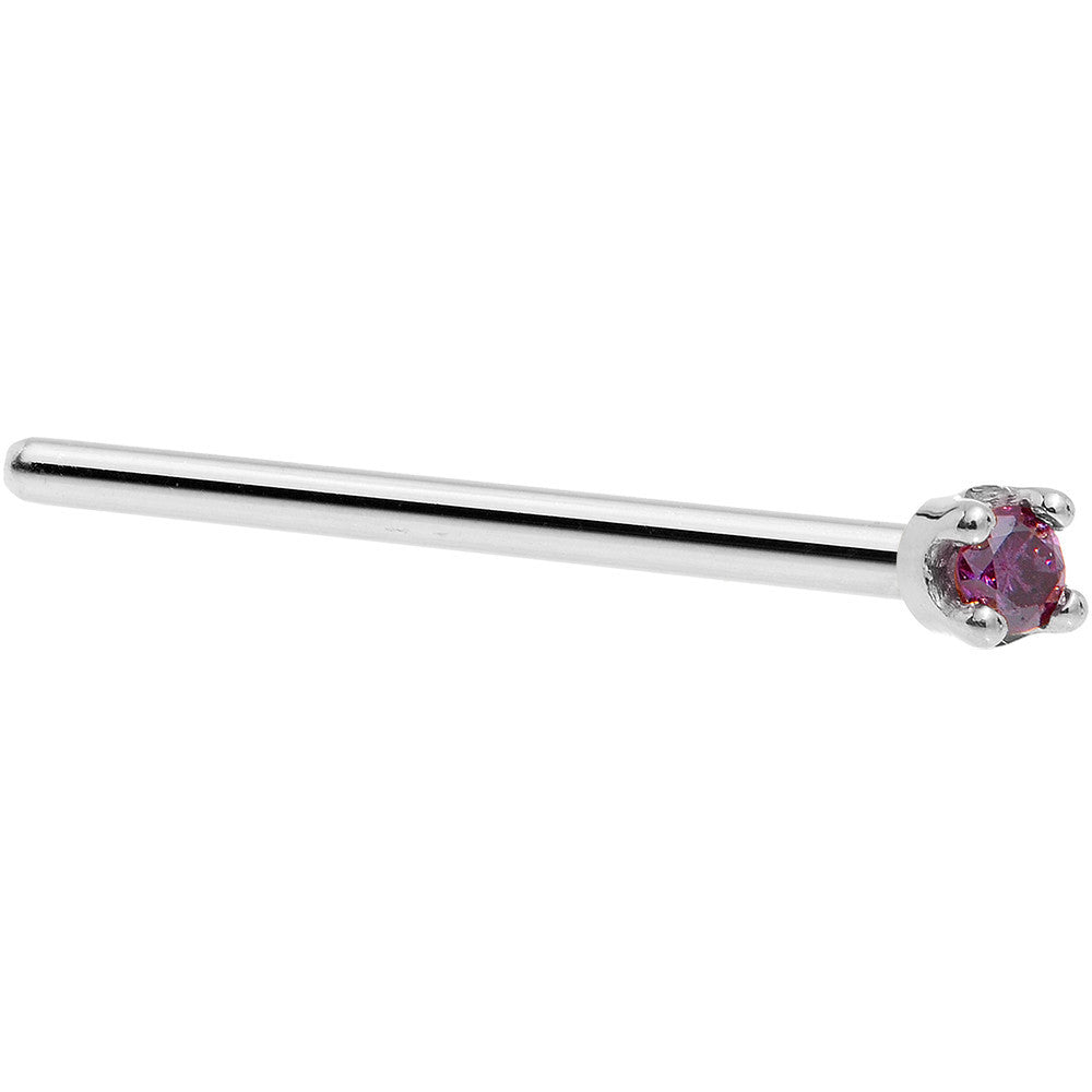 Solid 18K White Gold 1.5mm Genuine Purple Diamond Nose Ring