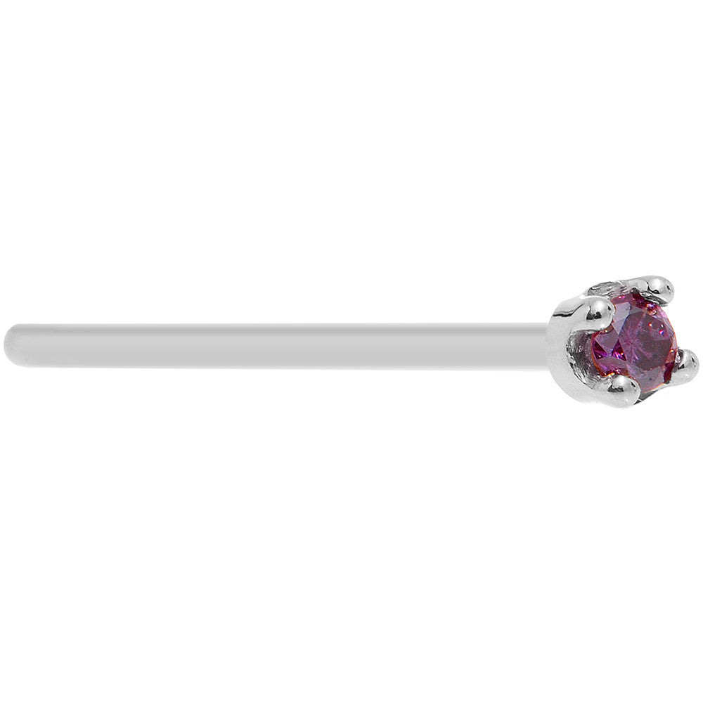 Solid 18K White Gold 1.5mm Genuine Purple Diamond Nose Ring