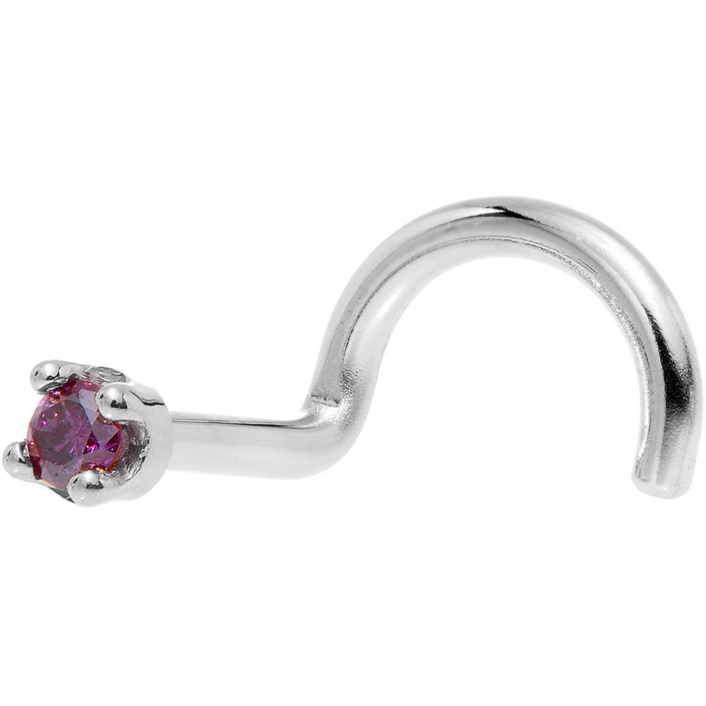 Solid 18K White Gold 1.5mm Genuine Purple Diamond Nose Ring