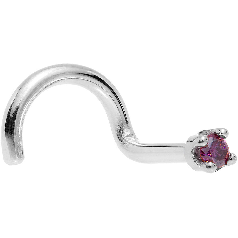 Solid 18K White Gold 1.5mm Genuine Purple Diamond Nose Ring